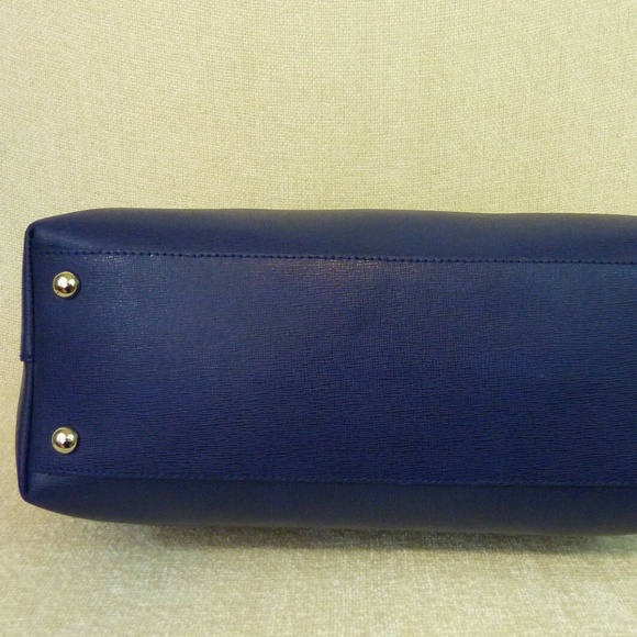 NEW Furla Papermoon Navy Blue Saffiano Leather Top Handle Satchel/Shoulder Bag - Picture 9 of 14